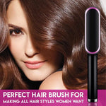 2 In 1 Ionic Straightening Brush With 3 Heat Levels Fast Ceramic Heating Anti-Scald Comb