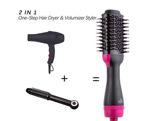 2 In 1 One Step Hair Dryer And Volumizer Warm Air Fast Styling Straightener & Curls Styler