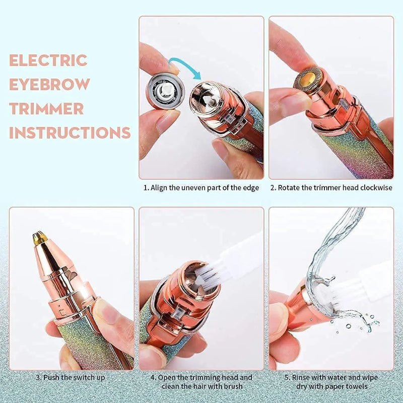 2 In 1 Eyebrow Trimmer For Women High Quality Hair Remover With Built-In Light